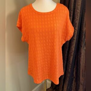 Orange Textured Women's Top Short Sleeves, casual